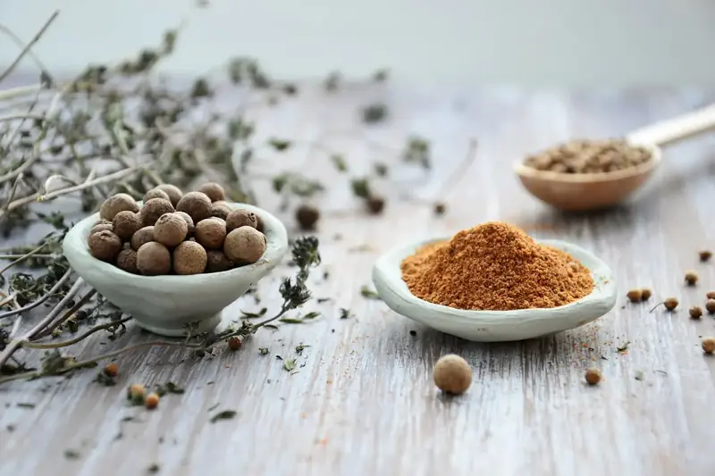 Spices and herbs in bowls